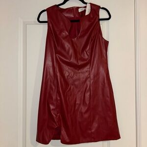 Lavish Red Faux Leather Dress